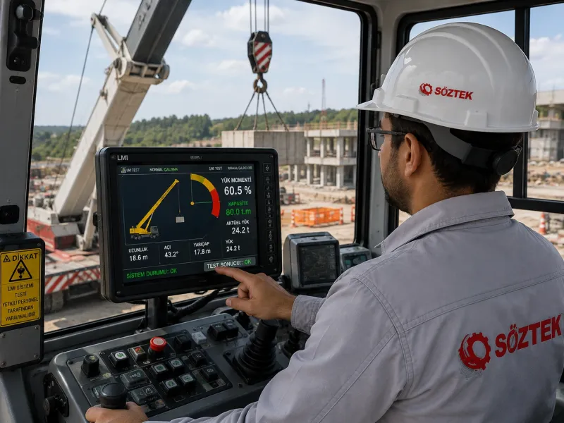 mobil vinç LMI yük moment sistemi testi